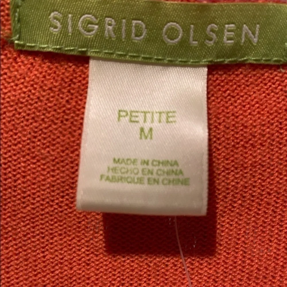 Sigrid Olsen Pink Trim Crocheted Overlay Cardigan - Picture 3 of 8